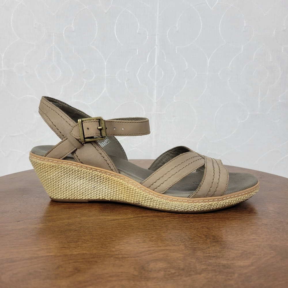 Timberland Earthkeepers Whittier Sandals Womens 9 Gray Jute Leather Strapy Wedge